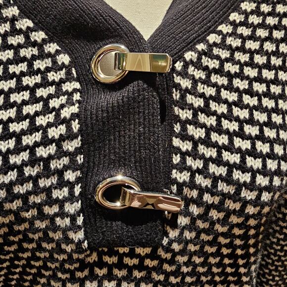 Karen Scott Knit Sweater Black White Polka Dot Retro Mod Preppy Y2K Academia - Picture 5 of 8